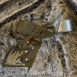 Vintage 80s gray embellished wrap belt
